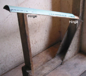 Fleshing beam for hide tanning.