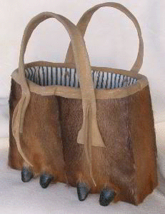 Bag made from elk hock skins.